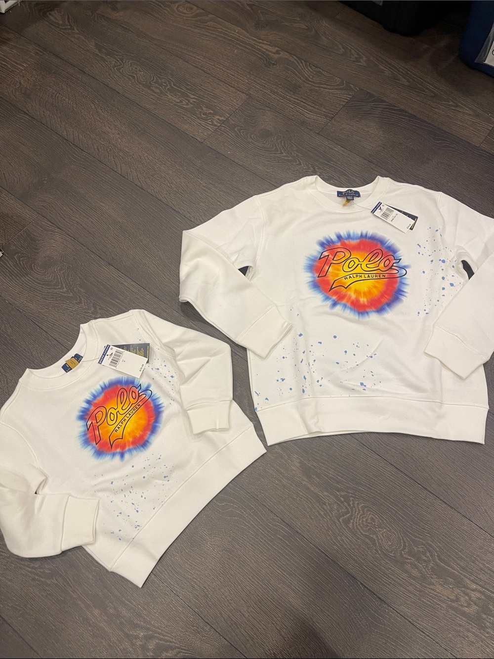 Polo by Ralph Lauren White Tie-Dye Logo Crewneck Sweatshirt - Kids